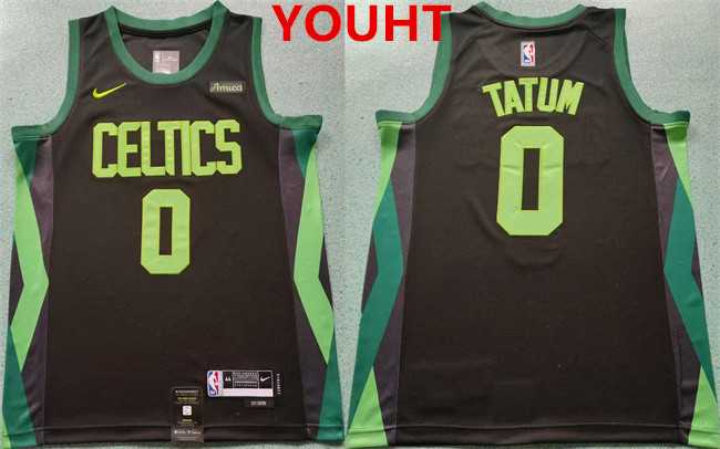 Youth Boston Celtics #0 Jayson Tatum Black 2024-25 City Edition Statement Edition Stitched Basketball Jersey->nba youth jerseys->NBA Jersey